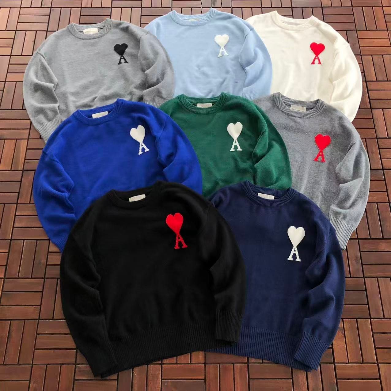AMI Paris Heart Logo Knit Sweater — all colours