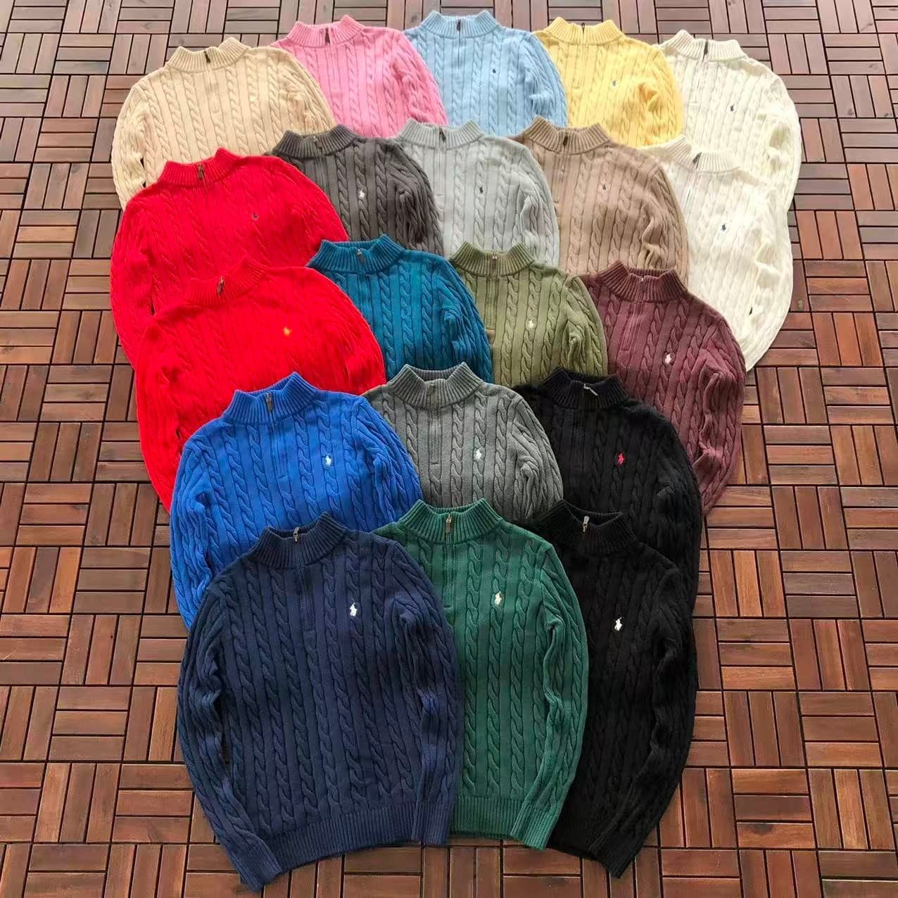 Polo Ralph Lauren Cable Knit Quarter Zip Sweater — all colours